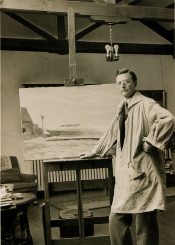 Photo of C.K. Chatterton in his Vassar studio.